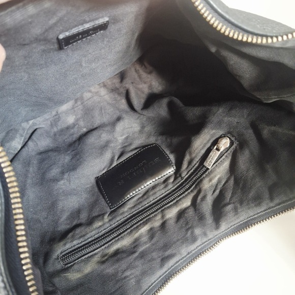 Vintage Burberry Black Pebbled Leather Hobo Shoulder Bag - Picture 8 of 16